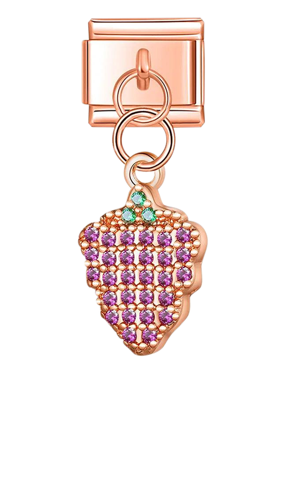 Raspberry with Stones, on Rose Gold - raspberry-with-stones-on-rose-gold-charms.png