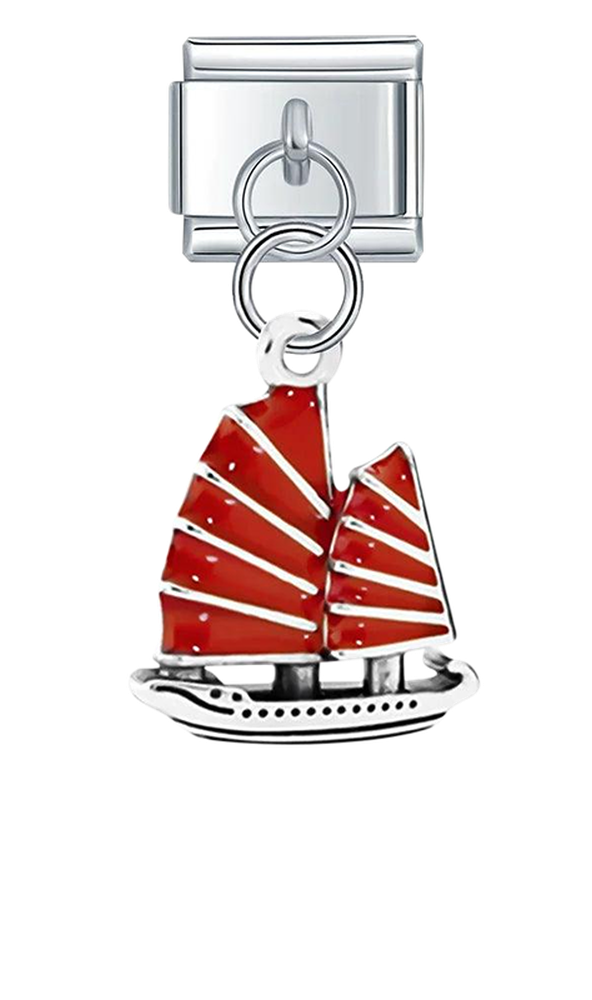 Red Sailboat, on Silver - red-sailboat-on-silver-charms-45932573491535.png
