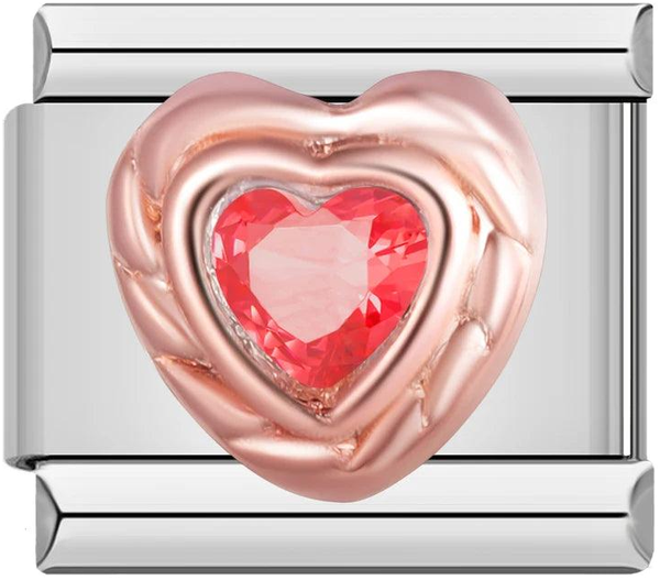 Rose Gold Heart with Large Pink Stone, on Silver - rose-gold-heart-with-large-pink-stone-on-silver-45412517347663.png