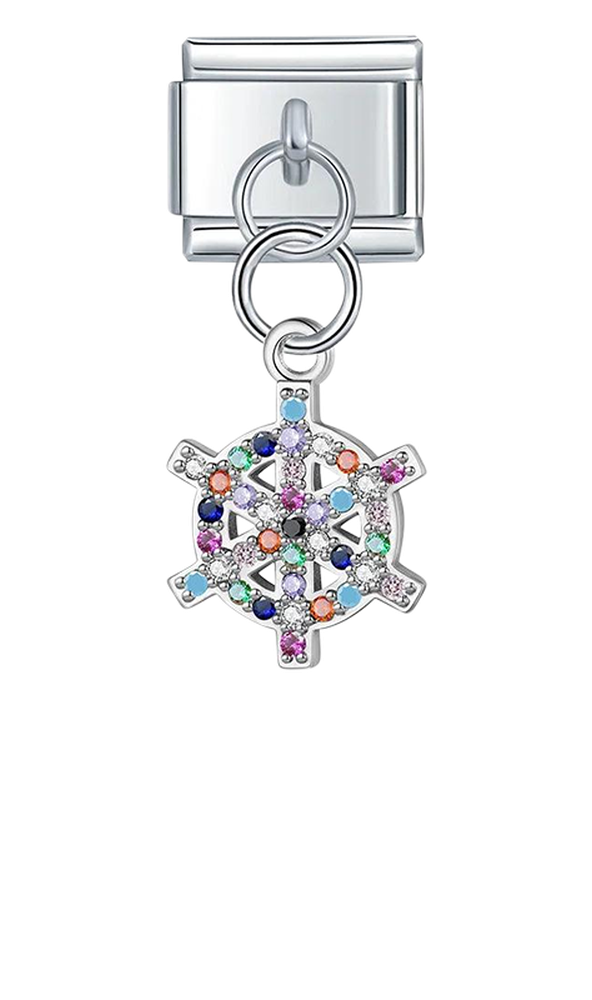 Ship's Helm with Multicolored Stones, on Silver - ship-s-helm-with-multicolored-stones-on-silver-charms-45942103245135.png