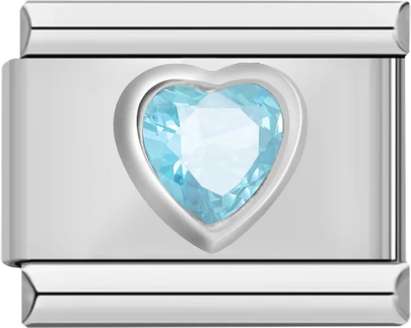 Silver Heart with Sky Blue Stone, on Silver - silver heart with sky blue stone on silver charms official 45921888829775.png