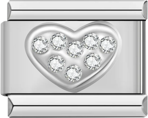 Silver Heart with White Stones, on Silver - silver heart with white stones on silver.png