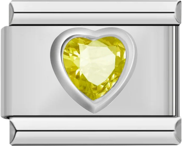 Silver Heart with Yellow Stone, on Silver - silver heart with yellow stone on silver.png