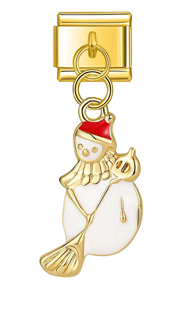 Snowman, White and Gold, and His Red Hat - snowman-white-and-gold-and-his-red-hat-charms-45394733662543.png