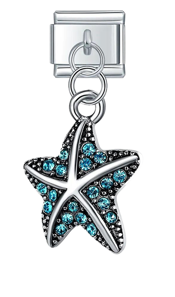 Starfish with Turquoise Stones, on Silver - starfish-with-turquoise-stones-on-silver-charms-45928144961871.png