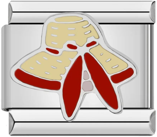 Straw Hat Beige and Red, on Silver - straw-hat-beige-and-red-on-silver-45431679025487.png