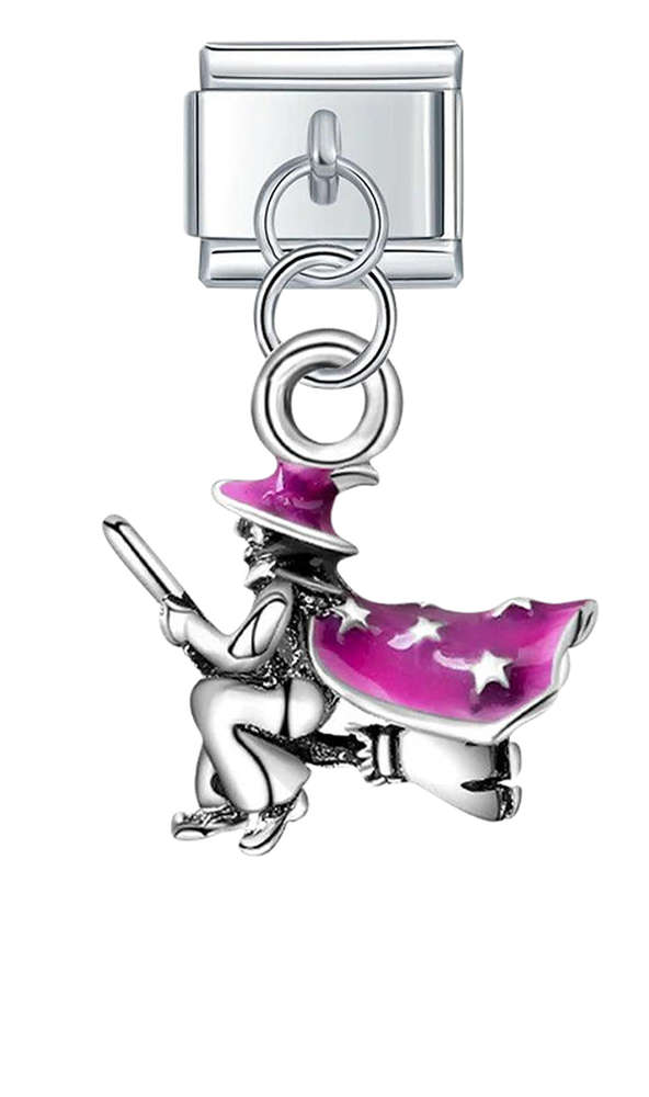 Witch with her Broom, on Silver - witch-with-her-broom-on-silver-charms-45932619202895.png