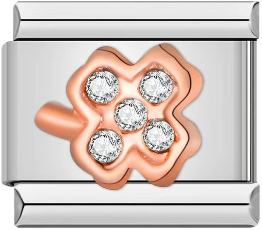 4-leaf clover in Rose Gold and White Stones - 4-leaf-clover-in-rose-gold-and-white-stones-45411574645071.png