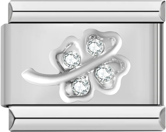 4-leaf Clover and its Stem, in Silver and White Stones - 4 leaf clover and its stem in silver and white stones.png