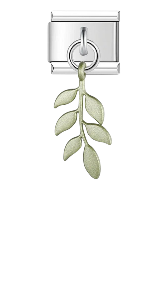 5 Green Leaves, on Silver - 5-green-leaves-on-silver-charms-45931500601679.png