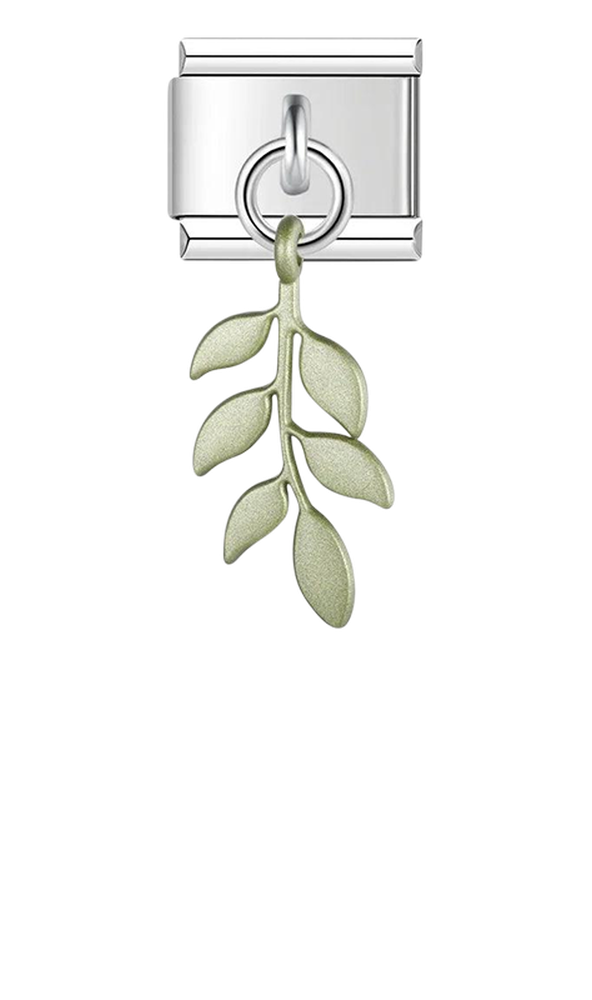 5 Green Leaves, on Silver - 5-green-leaves-on-silver-charms-45931500601679.png