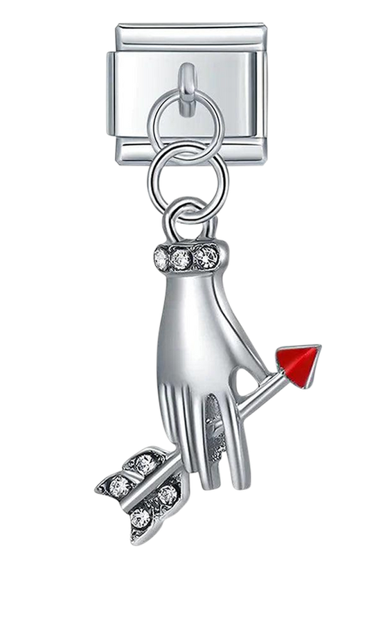 An Arrow in a Hand with Stones, on Silver - an-arrow-in-a-hand-with-stones-on-silver-charms-45922274017615.png