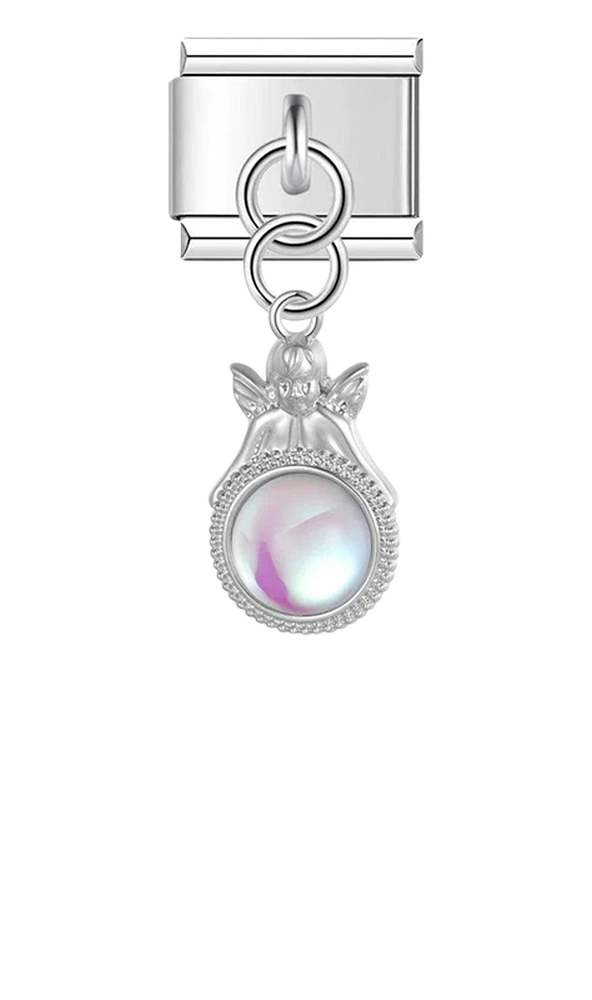 Angel with Mirror, on Silver - angel-with-mirror-on-silver-charms-45931439030607.png