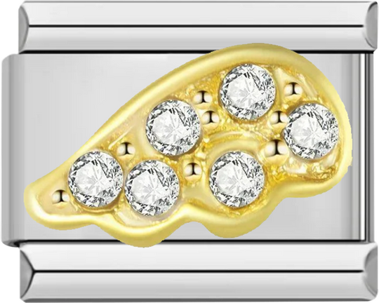 Angel Wing, Gold with White Stones - angel wing gold with white stones.png