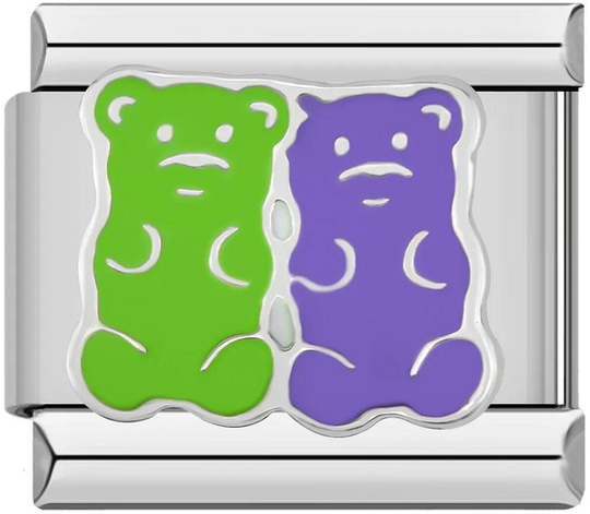 Bears, Green and Purple, on Silver - bears-green-and-purple-on-silver-45322471571791.png