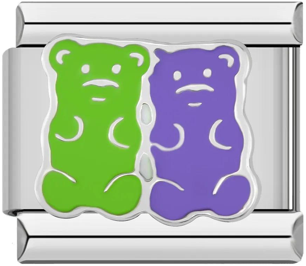 Bears, Green and Purple, on Silver - bears-green-and-purple-on-silver-45322471571791.png