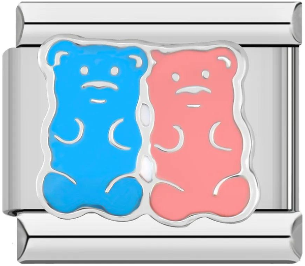Bears, Turquoise and Pink, on Silver - bears-turquoise-and-pink-on-silver-45322478223695.png
