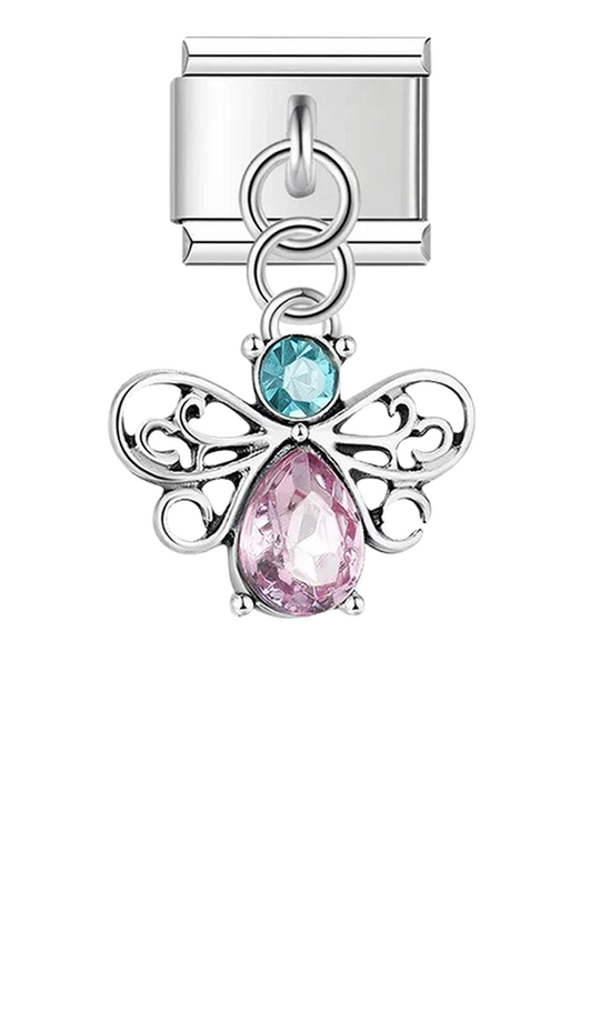 Bee with Stones, on Silver - bee-with-stones-on-silver-charms-45960921743695.png