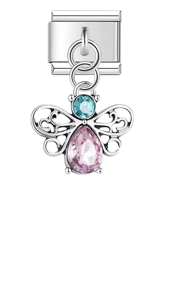 Bee with Stones, on Silver - bee-with-stones-on-silver-charms-45960921743695.png