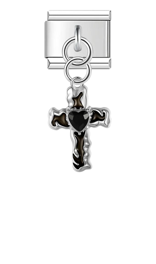 Black Cross with Heart, on Silver - black-cross-with-heart-on-silver-charms-45931439194447.png