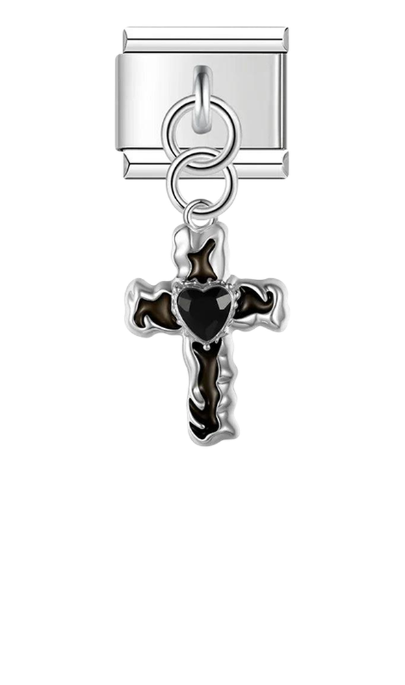 Black Cross with Heart, on Silver - black-cross-with-heart-on-silver-charms-45931439194447.png