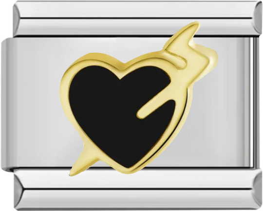 Black Heart, Love at First Sight in Gold, on Silver - black heart love at first sight in gold on silver.png