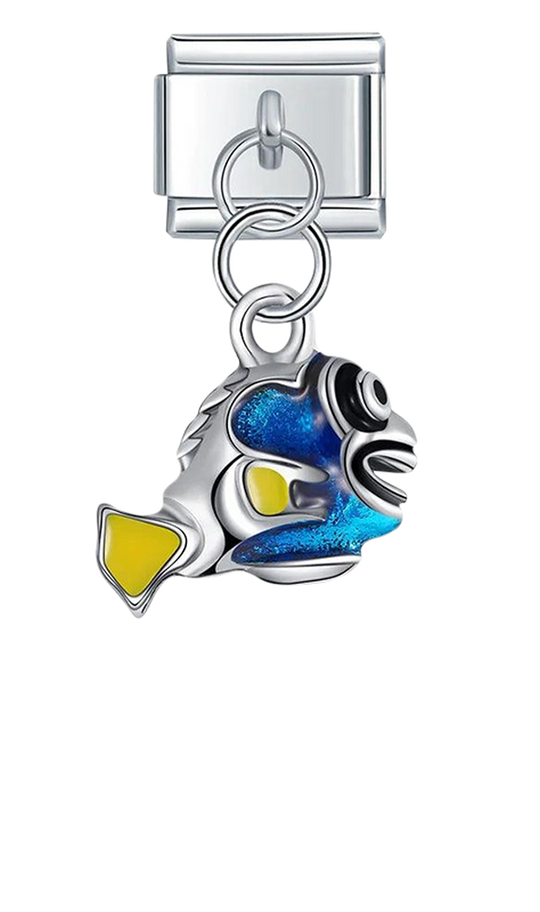 Blue and Yellow Fish, on Silver - blue-and-yellow-fish-on-silver-charms-45932544622927.png