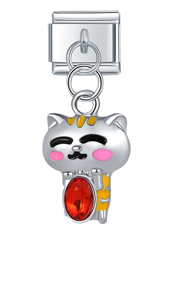 Cat with its Red Stone , on Silver - cat-with-its-red-stone-on-silver-charms-45922132263247.png