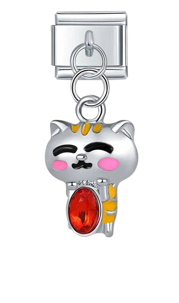 Cat with its Red Stone , on Silver - cat-with-its-red-stone-on-silver-charms-45922132263247.png