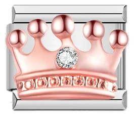 Heart of Gold, White Stones, on Silver - crown-rose-gold-white-stone-on-silver-charms-official-45431779623247.webp