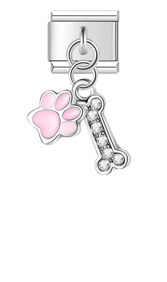Dog Bone with Stones, on Silver - dog-bone-with-stones-on-silver-charms-45934279524687.png