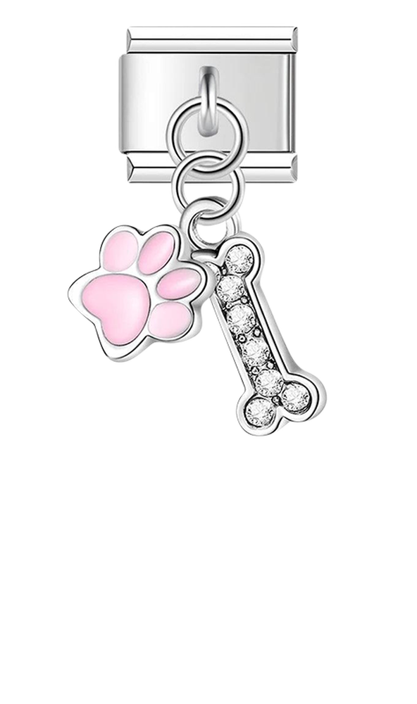 Dog Bone with Stones, on Silver - dog-bone-with-stones-on-silver-charms-45934279524687.png