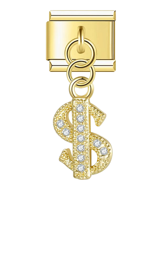 Dollar in Gold with Stones, on Gold - dollar-in-gold-with-stones-on-gold-charms-45931156406607.png