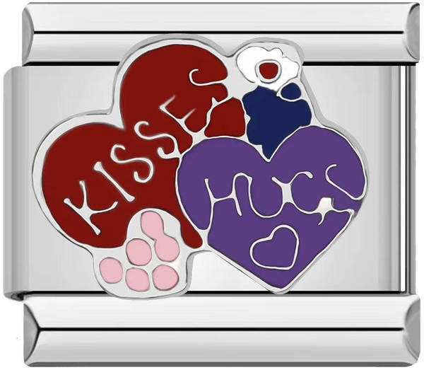Double Heart, Kisses & Hugs, Red and Purple, on Silver - double-heart-kisses-and-hugs-red-and-purple-on-silver-45431673422159.png