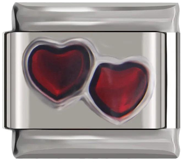 Double Heart, Red Stones, on Silver - double-heart-red-stones-on-silver-45431679811919.png
