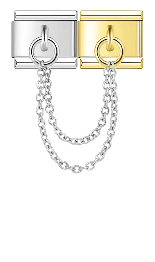 Double Linked Charms, Gold and Silver - double linked charms gold and silver.png