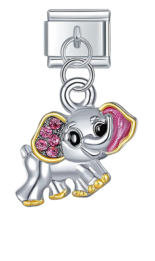 Elephant with Pink Stones, on Silver - elephant-with-pink-stones-on-silver-charms-45928145518927.png