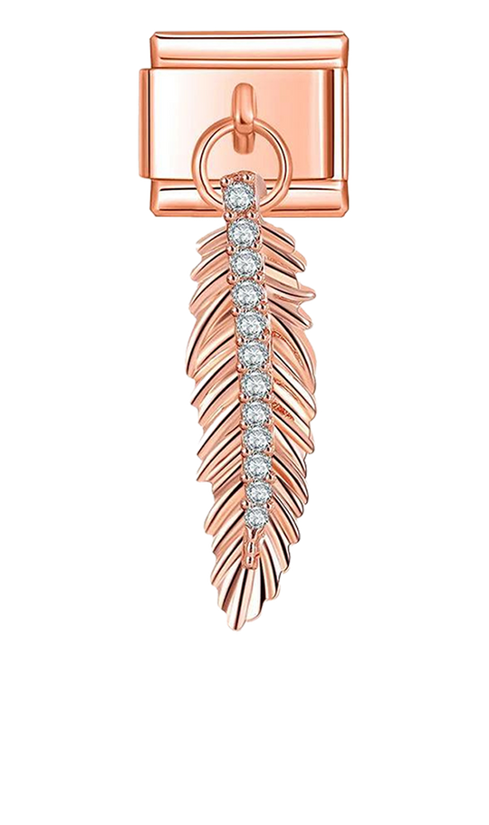 Feather with Stones, on Rose Gold - feather-with-stones-on-rose-gold-charms.png