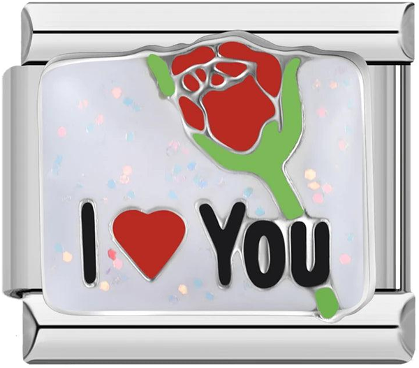Glittery White Plate, I Love You, Whole Red Rose - glittery-white-plate-i-love-you-whole-red-rose-45438453514575.png