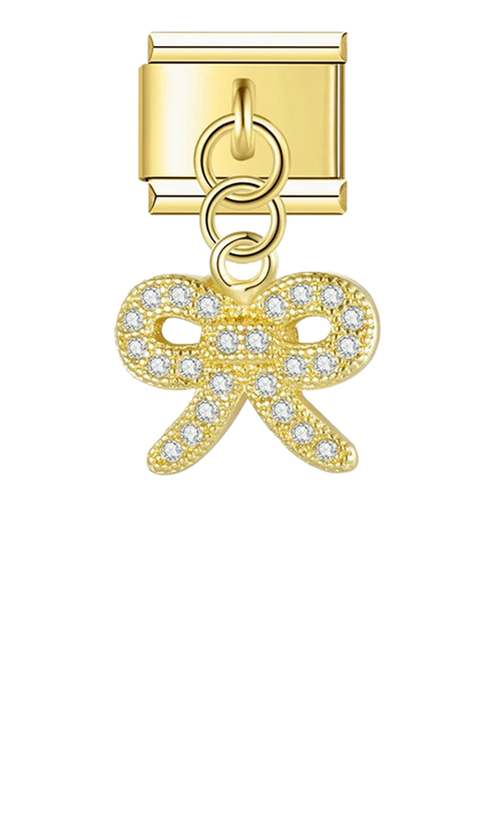 Gold Hair Bow with Stones, on Gold - gold-hair-bow-with-stones-on-gold-charms-45931156013391.png