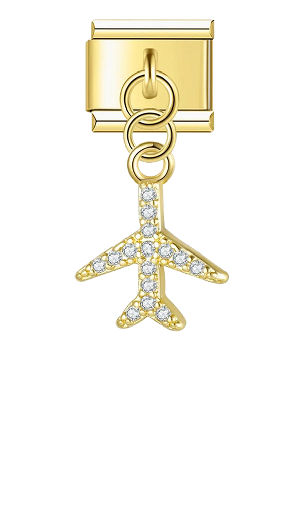 Gold Plane with Stones, on Gold - gold-plane-with-stones-on-gold-charms-45931155816783.png