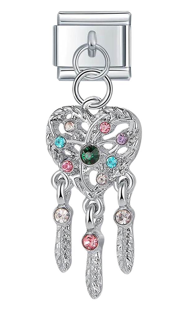 Heart Dream Catcher and Stones, on Silver - heart-dream-catcher-and-stones-on-silver-charms-45922133279055.png