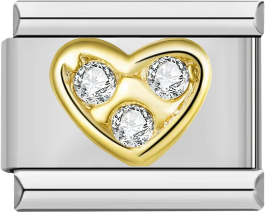 Heart in Gold with White Stones on Silver - heart in gold with white stones on silver.png