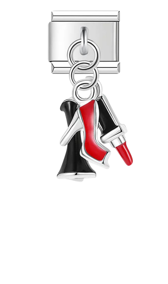 Heel and Lipstick, on Silver - heel-and-lipstick-on-silver-charms-45934279491919.png