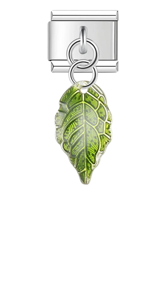 Large Green Leaf, on Silver - large-green-leaf-on-silver-charms-45931601035599.png