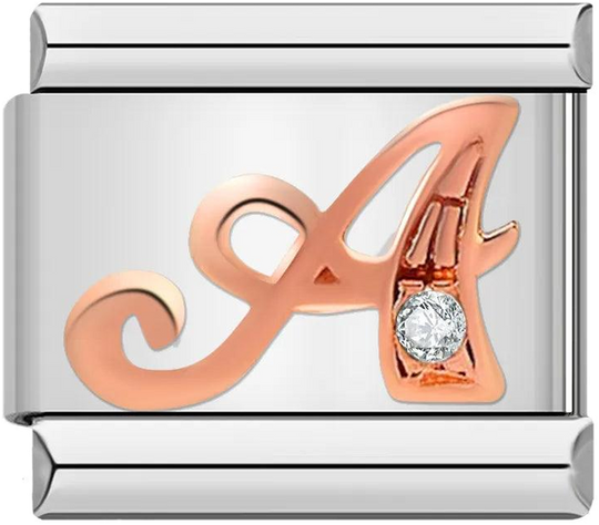 Letter A in Rose Gold with Stones, on Silver - letter-a-in-rose-gold-with-stones-on-silver.png