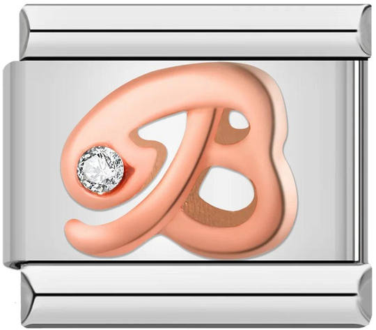 Letter B in Rose Gold with Stones, on Silver - letter-b-in-rose-gold-with-stones-on-silver.png