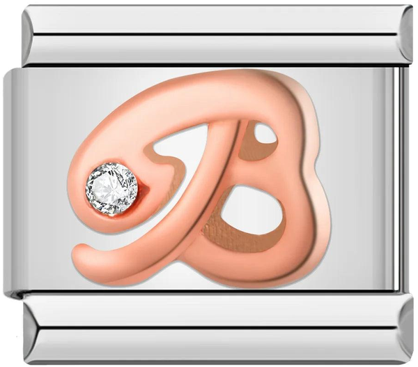 Letter B in Rose Gold with Stones, on Silver - letter-b-in-rose-gold-with-stones-on-silver.png