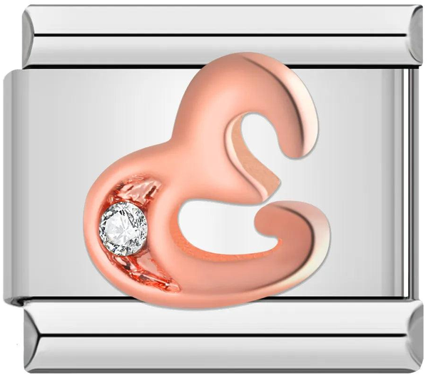 Letter E in Rose Gold with Stones, on Silver - letter-e-in-rose-gold-with-stones-on-silver.png