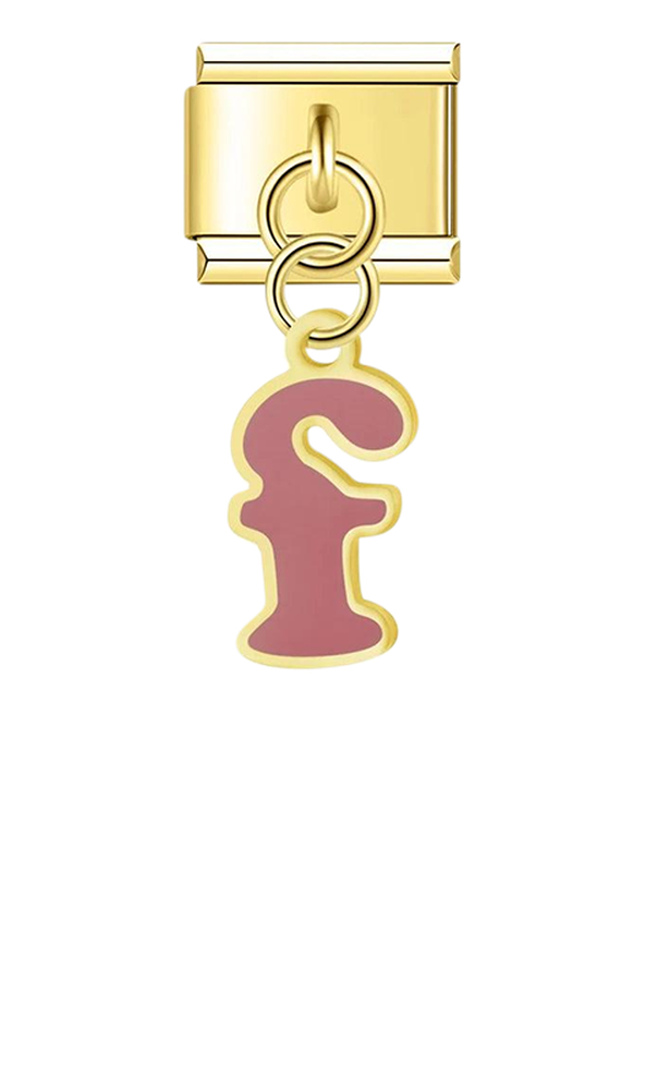 Letter F in Burgundy Pink, on Gold - letter-f-in-burgundy-pink-on-gold-charms-45962560438607.png